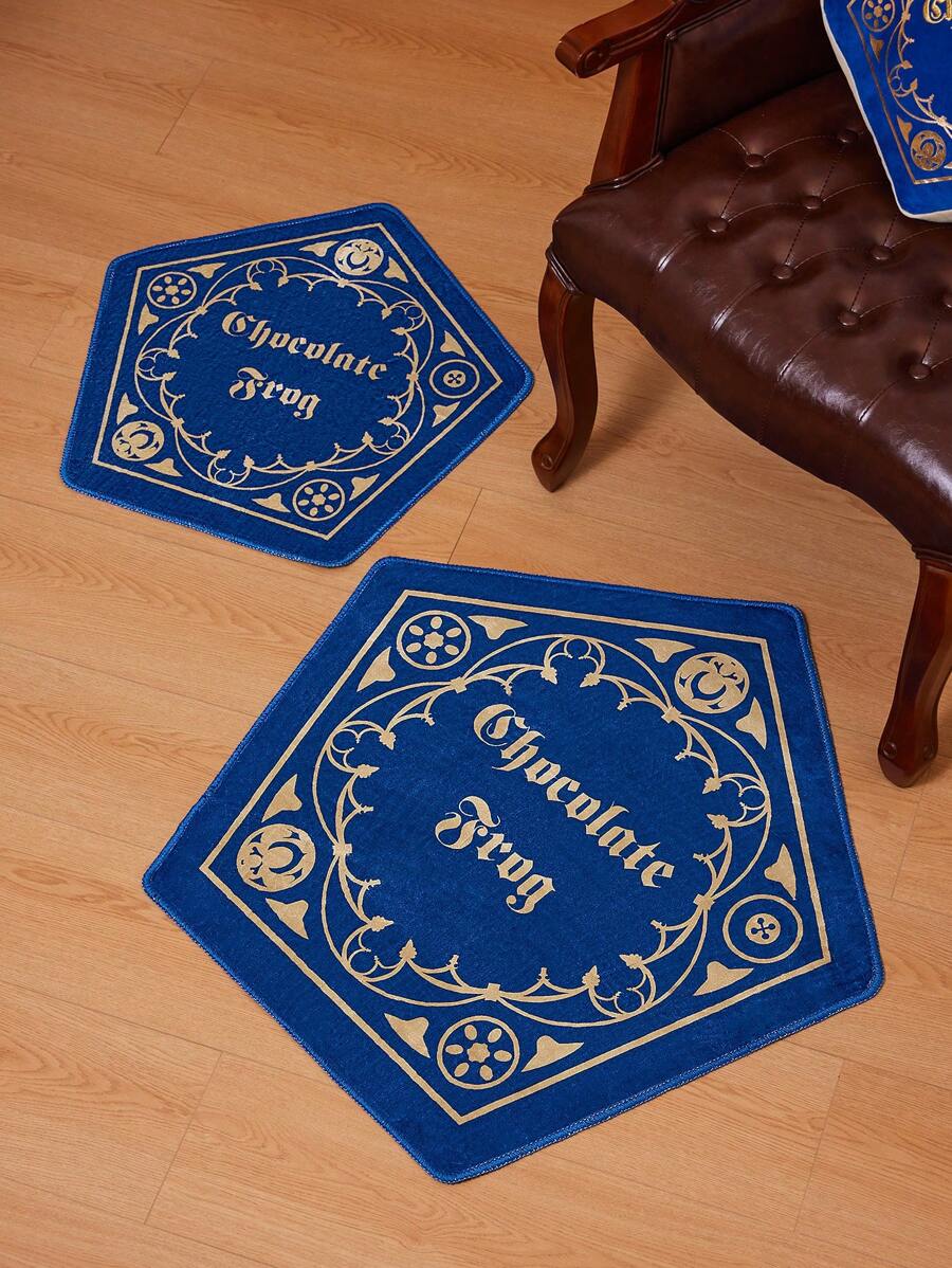 HARRY POTTER X SHEIN 1pc Chocolate Frog Shaped Alphabet Printed Rug,Gifts - Blue - View 1