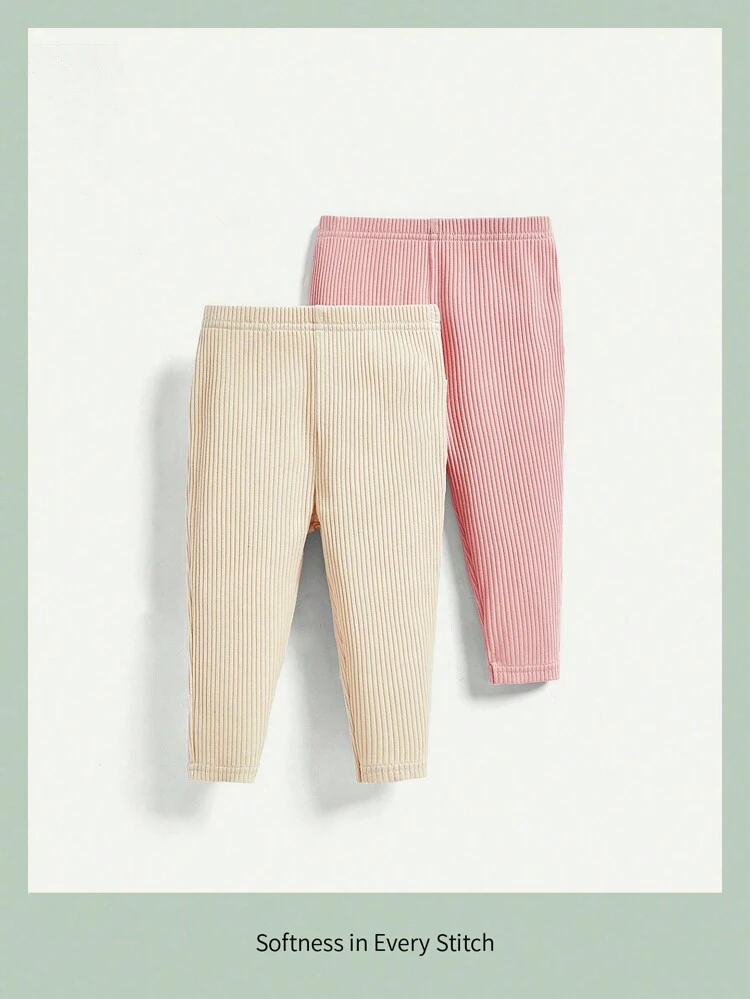 Baby Girl 2pcs Casual Knit Soft Solid Color Pants Set