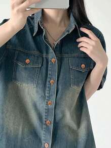2025 Summer Casual & Versatile Solid Color Gyaru Fashion Denim Set