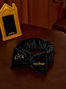 HARRY POTTER X SHEIN 1 chiếc băng đô cài tóc bằng vải nhung mềm mại thêu họa tiết hình nơ dễ thương, quà tặng, trang trí nhà cửa, phòng tắm, mùa hè, mùa tựu trường. - màu đen - Xem 2