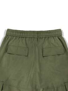 Manfinity Roghcode Loose Fit Men's Cargo Pants With Flap And Side Pockets, Fall - Army Green - View 8