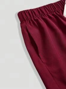 TaskEZ Set aus einfarbigem Kurz-Arm Oberteil und Hose für Damen in Große Größen, praktische Arbeitskleidung