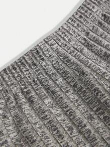 SHEIN Teen Girls Gray Knitted Ribbed Texture Crop Top With Wrinkle Detailing And Flared Pants Casual Two-Piece Set - Grey - View 9