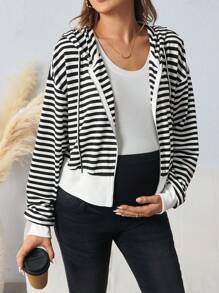 SHEIN Maternity Fall/Winter Sports Top - Black and White - View 1