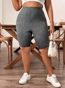 SHEIN CURVE+ 多入組大尺碼女士純色短褲，適用於運動、健身、休閒和秋季 - 彩色 - 查看 5