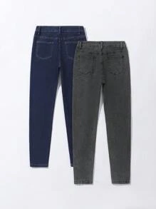 Quần jean denim bạc màu mang tinh thần trường học dành cho nữ tuổi teen (Nhiều chiếc) - Nhiều màu - Xem 2