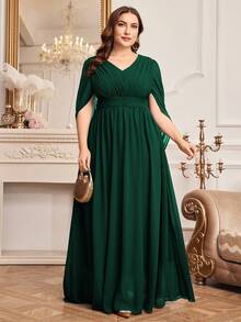 Plus Size Solid Color Heavyweight Evening Dress