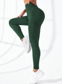 Easithlete High Waist Buttery Soft Sports Leggings - Green - View 4