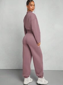 Denimoi Cut Out Sweatshirt & Jogger Pants Two Pieces Set