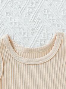 SHEIN Playful Pals Baby Girl Asymmetric Hem Tank Top And Pleated Hem Skirt Set, Elegant & Cute Infant Fashion - Multicolor - View 3