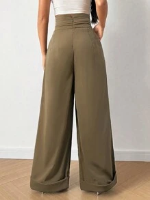 Chiquease Casual Long Pleated Daily Wear Trouser