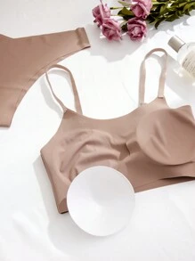 SHEIN 6pcs/Set Seamless Bra And Detachable Padded Triangle Panties Set - Multicolor - View 6