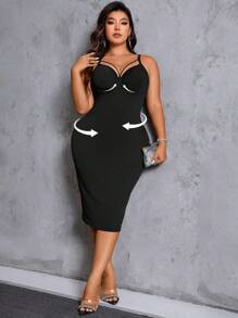 Flirla Ladies' Solid Color Simple Everyday Cami Dress - Black - View 1