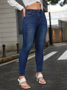 EMERY ROSE Men's Multi-Pocket Denim Pants With Front Button, For Everyday Casual Wear - Dark Wash - View 7