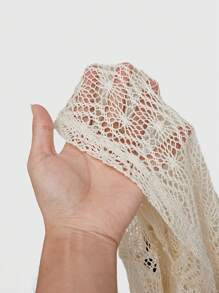 ROMWE Hippie Knitted Hollow-Out Jacquard Bohemian Holiday Top - White - View 9