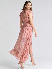 Enchnt Summer Holiday Women's Floral Printed Simple Daily V-Neck Romantic Sundress Dress