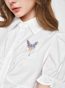 ROMWE J-Fashion Butterfly Brooch, Premium Suit Accessory, Pin To Avoid Clothing Slips - Blue - View 1