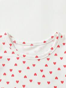 SHEIN 3pcs Baby Girls' Leisure Solid Color & Heart Print Cap Sleeve Tops - Multicolor - View 5