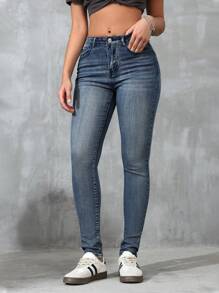 Jeanoix Ladies' Plain & Simple Everyday Denim Jeans - Dark Wash - View 4