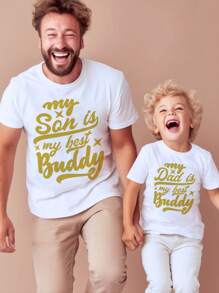 Manfinity Men's Round Neck Short Sleeve T-Shirt With Letter Print - White - View 1