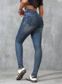 Jeanoix Ladies' Plain & Simple Everyday Denim Jeans - Dark Wash - View 3