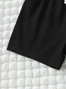 SHEIN 3入組寶寶男童休閒運動簡約基礎款可愛有趣印花標籤短褲,春夏戶外裝扮 - 彩色 - 查看 5