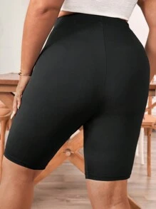 SHEIN CURVE+ 多入組大尺碼女士純色短褲，適用於運動、健身、休閒和秋季 - 彩色 - 查看 2