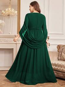 Plus Size Solid Color Heavyweight Evening Dress