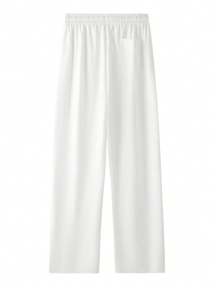 بنطلون رجالي بتصميم جيب لإدخال أعواد الأسنان، قصة مستقيمة للساق، طراز رسمي للأعمال، للخريف - أبيض - مشاهدة 2