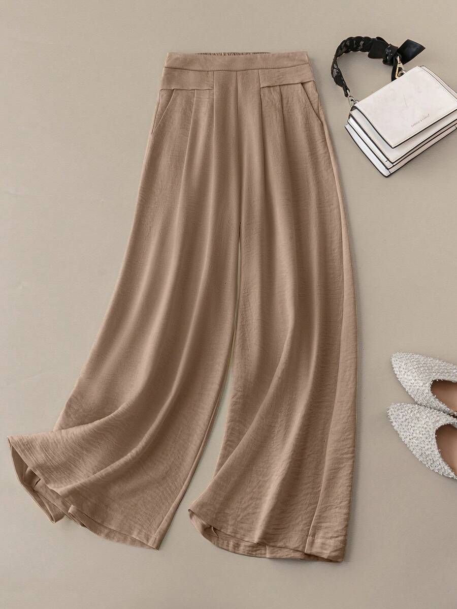 Franclia Women's Summer Apricot Linen Wide Leg Pants Fall Cloth For Women - Khaki - View 1