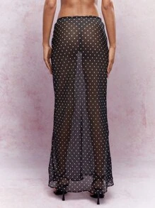 MISSGUIDED Y2K 未来派波尔卡圆点印花透明网眼裙（不含内裤） - 黑色 - 查看 2