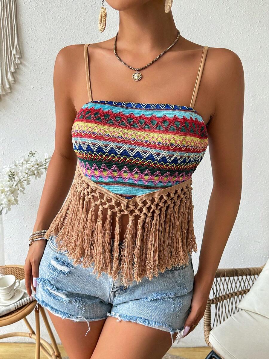 Breezaya Hollow Splice Strappy Camisole - Multicolor - View 1