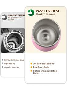 SHEIN Basic living 1pc Stainless Steel Insulated Bottle, 350ml Pink Vacuum Cup For Home - Pink - View 5