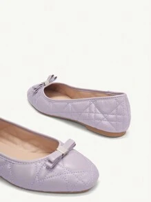 CUCCOO CHICEST Women's Comfortable Round Toe Flat Shoes With Bowknot Decoration Halloween - Dusty Purple - View 3