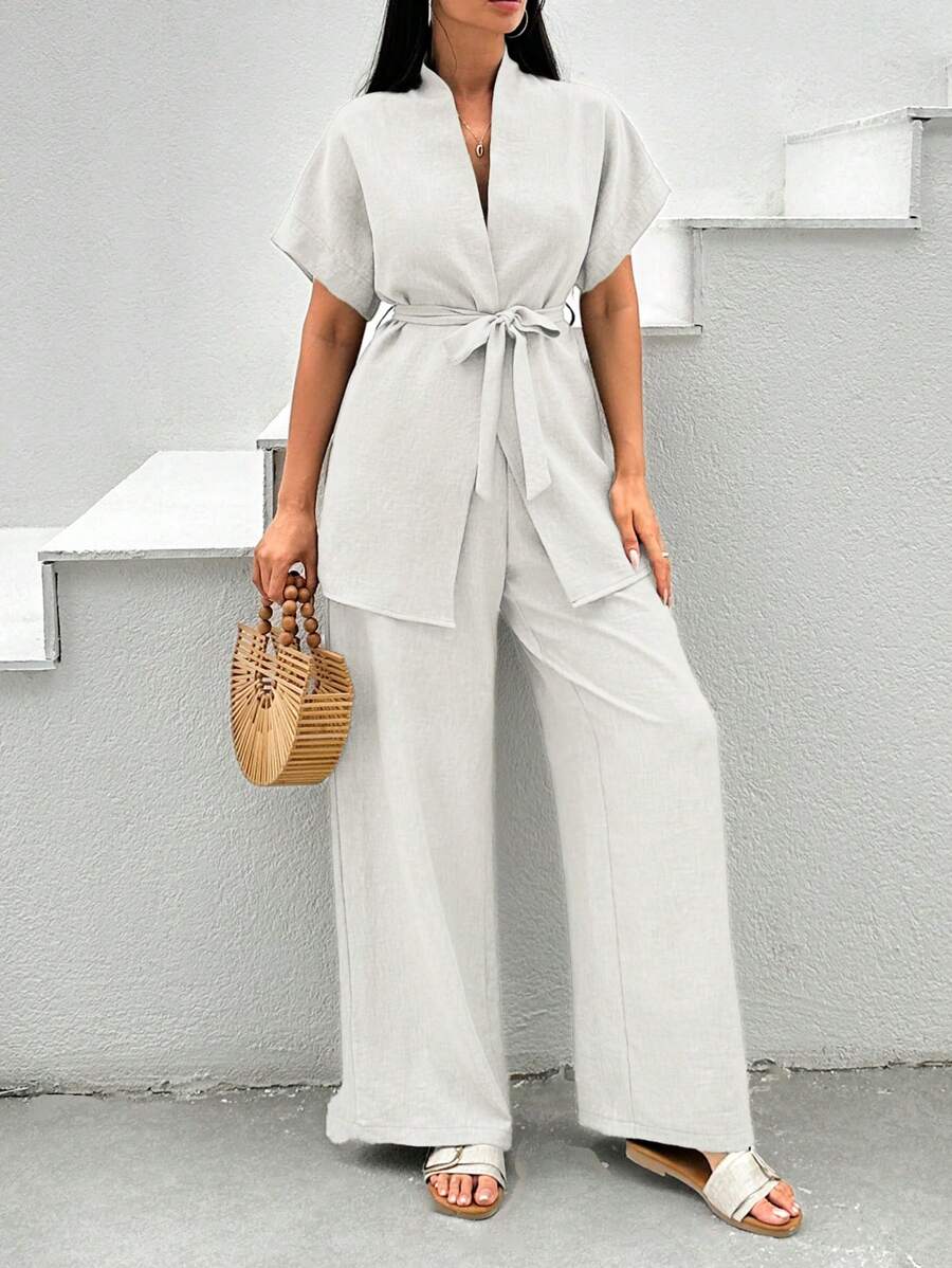 EURMUSE Pink Two  Pieces Cozy Sets - White - View 1