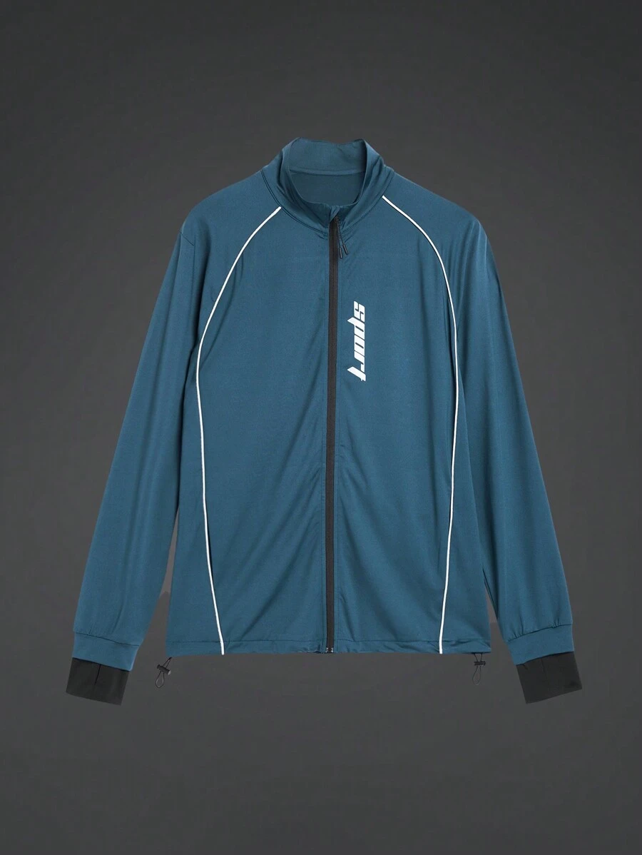 Gym Rark Boyfriend Style Men's Simple Daily Long Sleeve Sports Jacket Sports Jacket - Blue - View 1