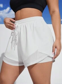 Gameset SHEIN Sport Plus Size Women's Solid Color Simple Daily Sports Shorts Sweater Shorts