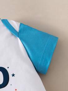 Bộ đồ liền quần ngắn in họa tiết hoạt hình và kỹ thuật số thoải mái cho bé trai kèm áo choàng, mùa hè - Nhiều màu - Xem 6