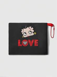 Betty Boop | ROMWE Cartoon Sweet And Cute Storage Bag, Large Capacity Portable Foldable Shopping Tote Bag With Coin Purse , Cute - Black - View 9