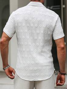 Manfinity RSRT Camisa de manga corta con agujeros para hombre, ropa de verano para hombre, con botones - Blanco - Ver 2