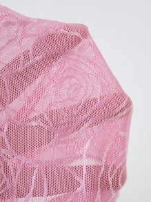 SHEIN Unity Lace Strapless Top With Rhinestone & Sun-Shaped Metal Buckle, Asymmetrical Hem