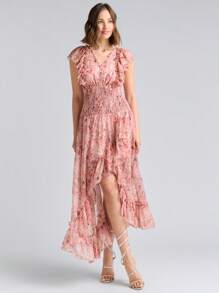 Enchnt Summer Holiday Women's Floral Printed Simple Daily V-Neck Romantic Sundress Dress