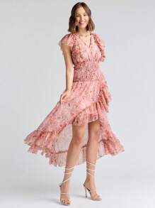 Enchnt Summer Holiday Women's Floral Printed Simple Daily V-Neck Romantic Sundress Dress