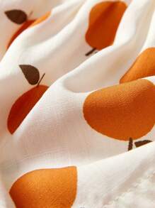 Cozy Pixies 女婴休闲百搭圆领水果图案衬衫，配有荷叶边和松紧腰带 - 杏色 - 查看 10