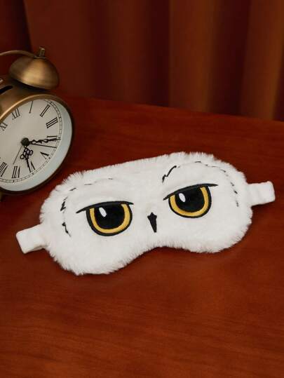 HARRY POTTER X SHEIN Antifaz de peluche con bordado de Hedwig para dormir, para el dormitorio, viajes, oficina, escuela, regalos, útiles escolares