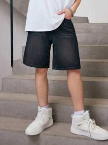 Teen Boy Cat Whisker Elastic Waist Denim Shorts