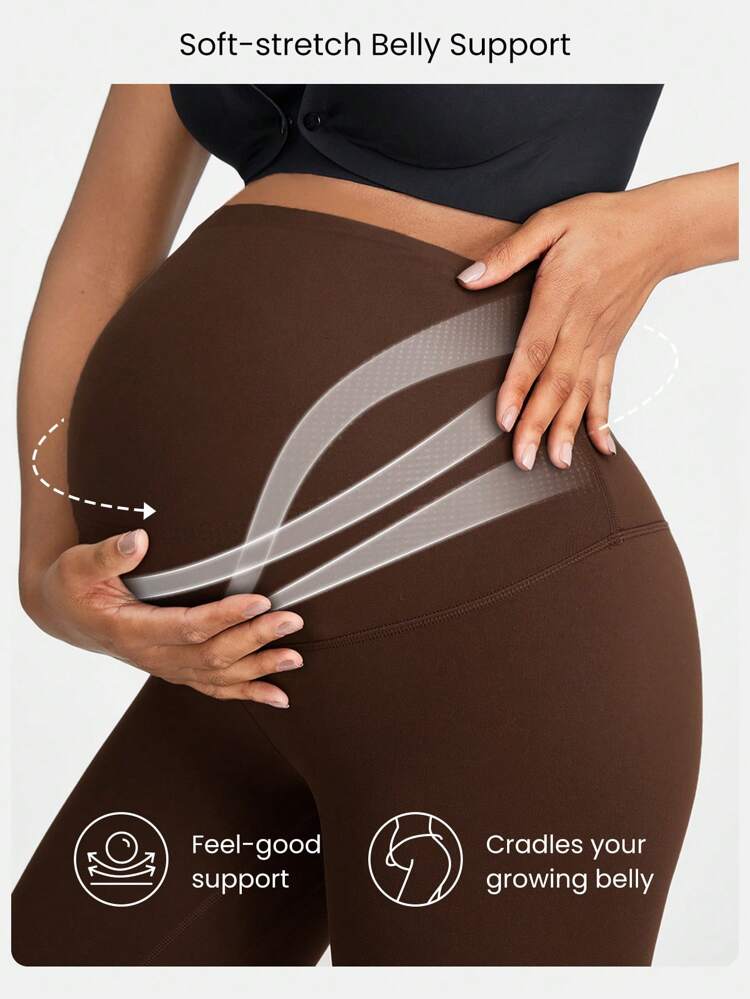 24" FeatherFit™ Super High Rise Belly Support Maternity Leggings High-Stretchy