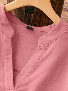 EMERY ROSE Plus Size Women's Solid Color Simple Daily Wear Shirt