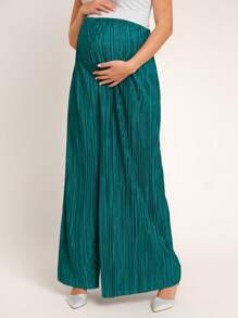 SHEIN 孕婦聚會專用，可調節彈性腰帶，直腳牛仔高腰修身褲 - 墨綠色 - 查看 4