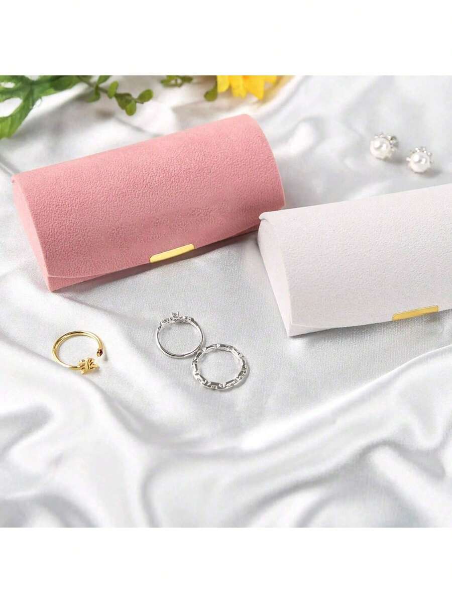 1 件日式便携式小巧珠宝盒，戒指耳环配件收纳盒，优雅天鹅绒防尘珠宝盒，新年/感恩节礼物 - 多色 - 查看 1